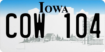 IA license plate COW104