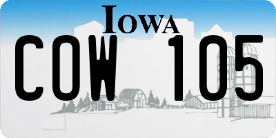 IA license plate COW105