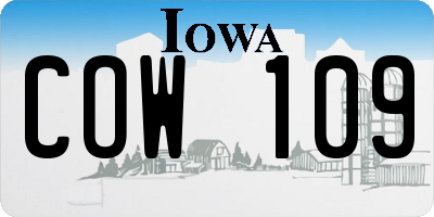 IA license plate COW109