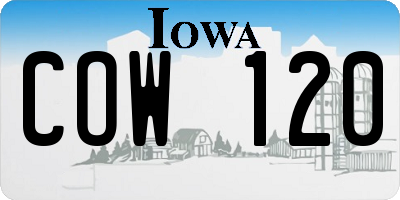 IA license plate COW120