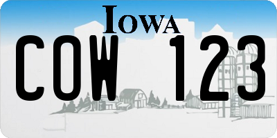 IA license plate COW123