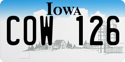IA license plate COW126