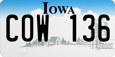 IA license plate COW136