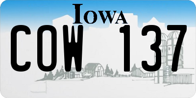 IA license plate COW137