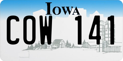 IA license plate COW141