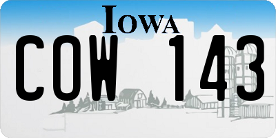 IA license plate COW143