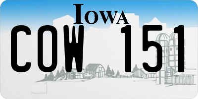IA license plate COW151