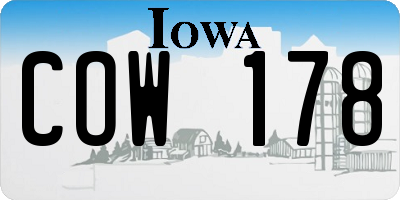 IA license plate COW178