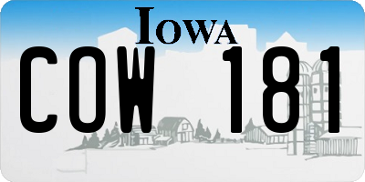 IA license plate COW181