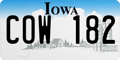 IA license plate COW182