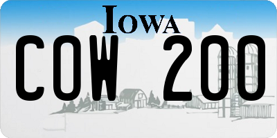 IA license plate COW200
