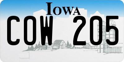 IA license plate COW205
