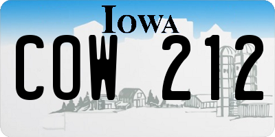 IA license plate COW212