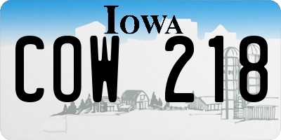 IA license plate COW218