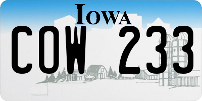 IA license plate COW233