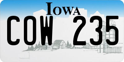 IA license plate COW235