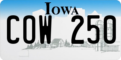 IA license plate COW250