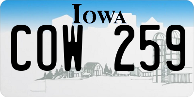 IA license plate COW259