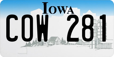 IA license plate COW281
