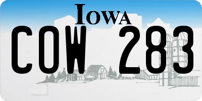 IA license plate COW283