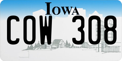 IA license plate COW308
