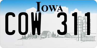 IA license plate COW311