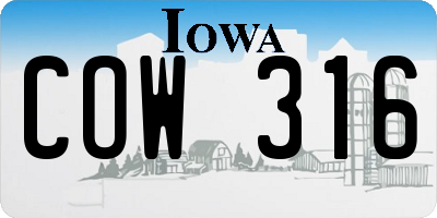 IA license plate COW316