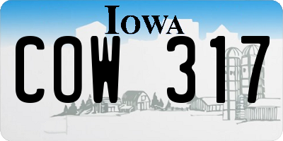 IA license plate COW317
