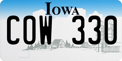 IA license plate COW330