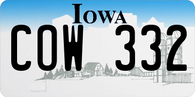 IA license plate COW332