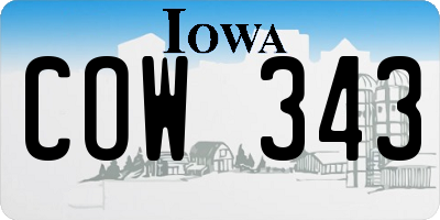 IA license plate COW343