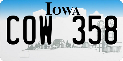 IA license plate COW358