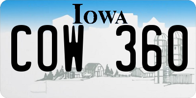 IA license plate COW360