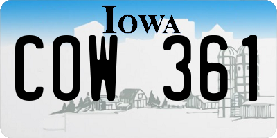 IA license plate COW361