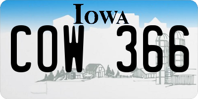 IA license plate COW366
