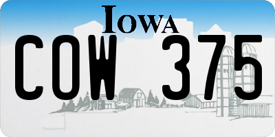 IA license plate COW375