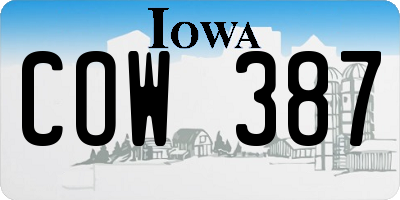 IA license plate COW387