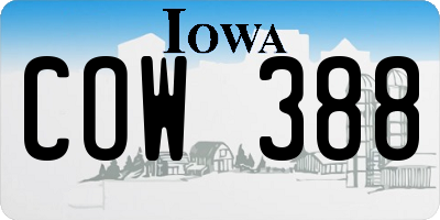 IA license plate COW388