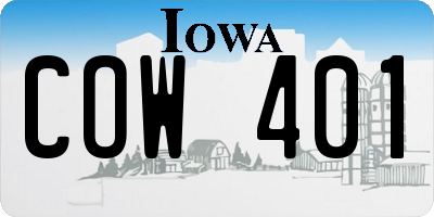 IA license plate COW401