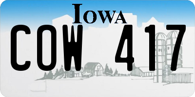 IA license plate COW417