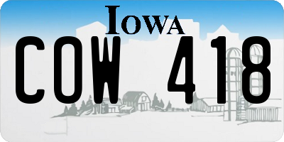 IA license plate COW418