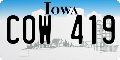 IA license plate COW419