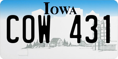 IA license plate COW431