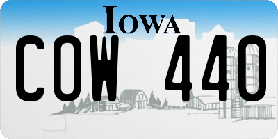 IA license plate COW440