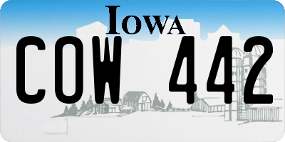 IA license plate COW442