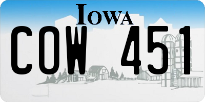 IA license plate COW451