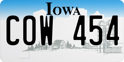 IA license plate COW454