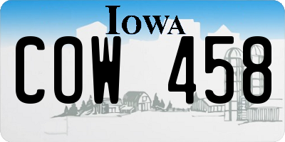 IA license plate COW458