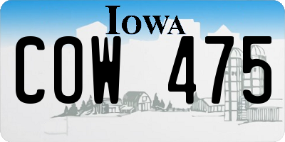 IA license plate COW475