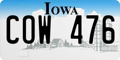 IA license plate COW476